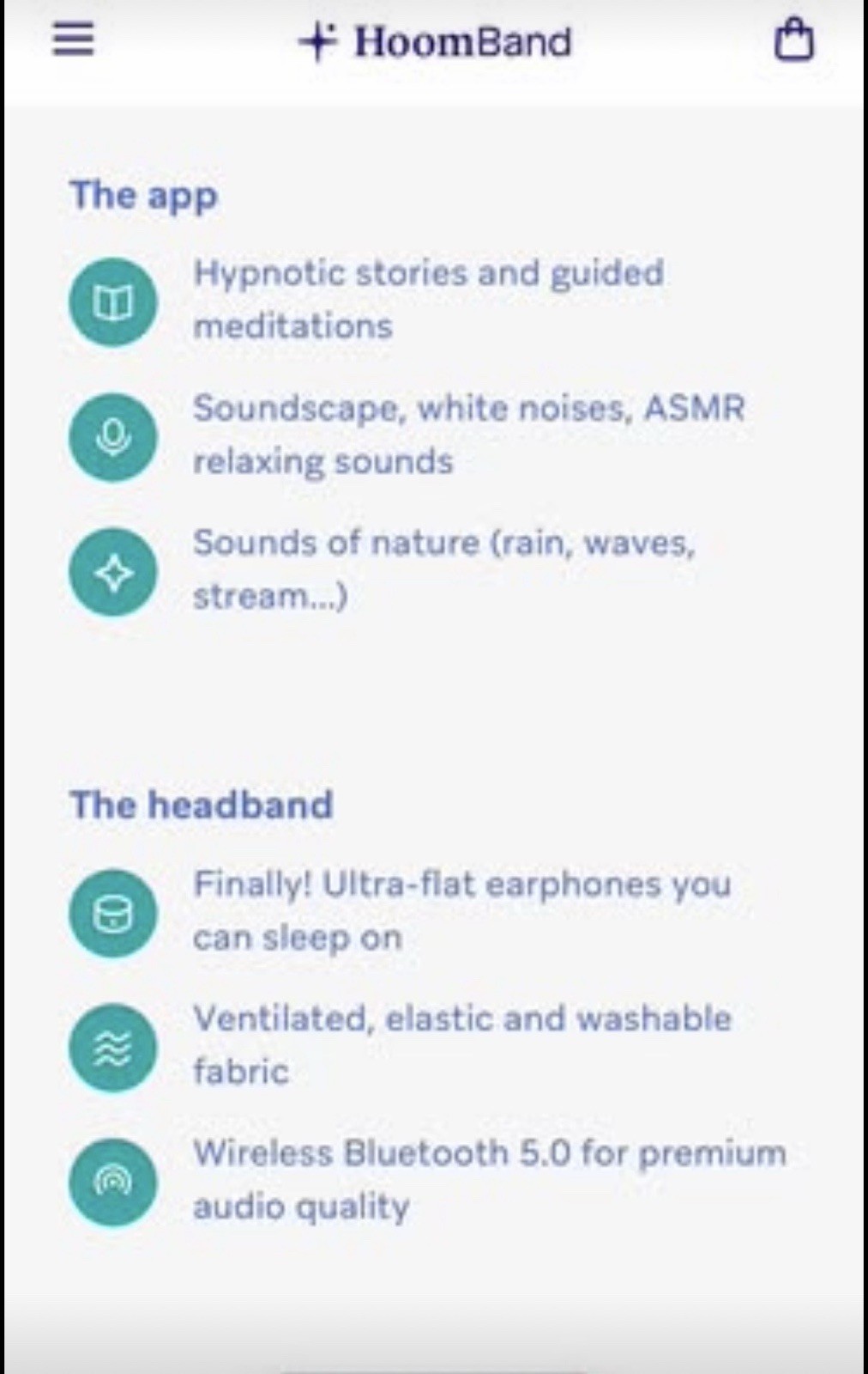 HoomBand Bluetooth Sleep Headband for Sleep, Travel, Meditation, Yoga M/L New