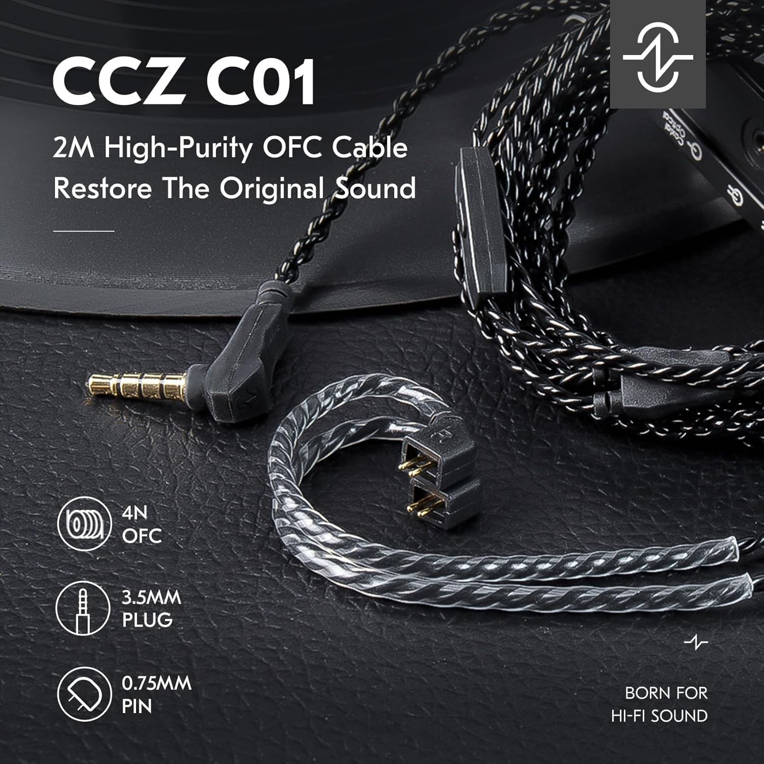 KZ ZS10 PRO Cable 2M IEM in Ear Monitor with QDC 3.5MM, Dark