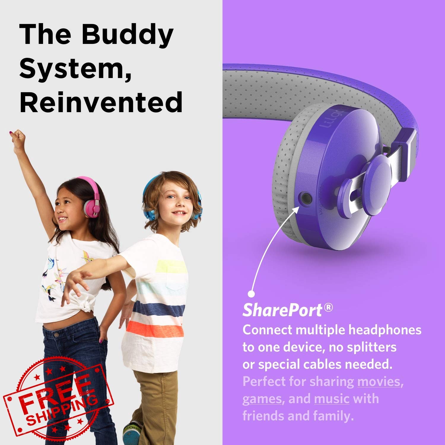 LilGadgets Untangled Pro Kids Wireless Purple Headphones