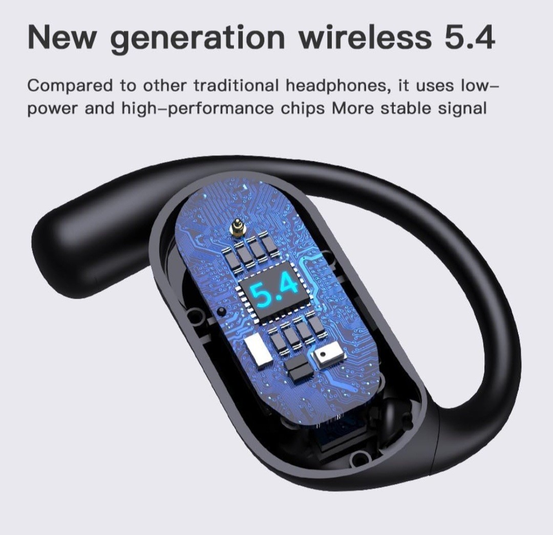 LCD Open-Ear Comfort YYK-Q16 Pro True Wireless Earbuds, Black
