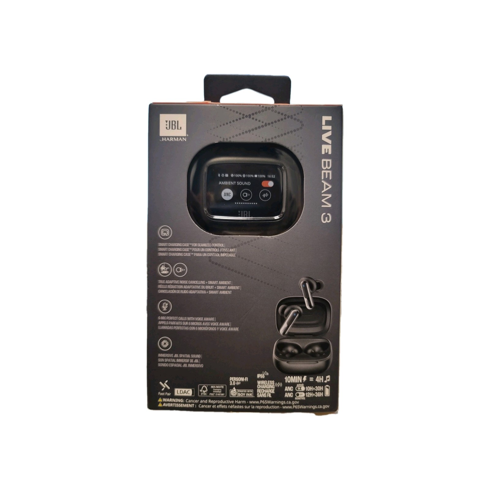 JBL Live Beam 3 True Wireless Noise-Cancel Stick Earbuds Bluetooth Waterproof