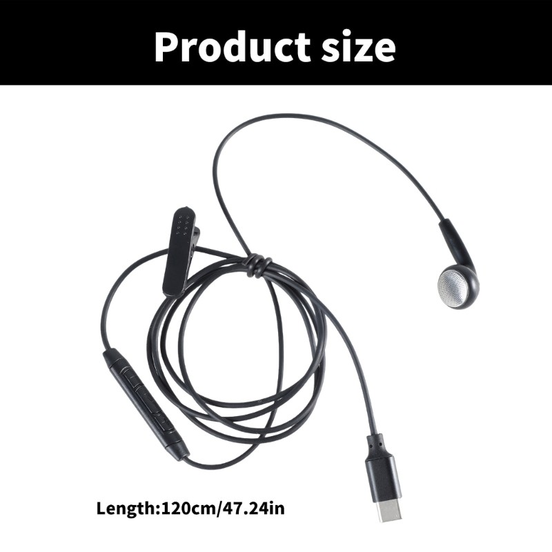 Type C Earphone Single-Side Earphone Earbud Single-Ear Earbud with Microphone