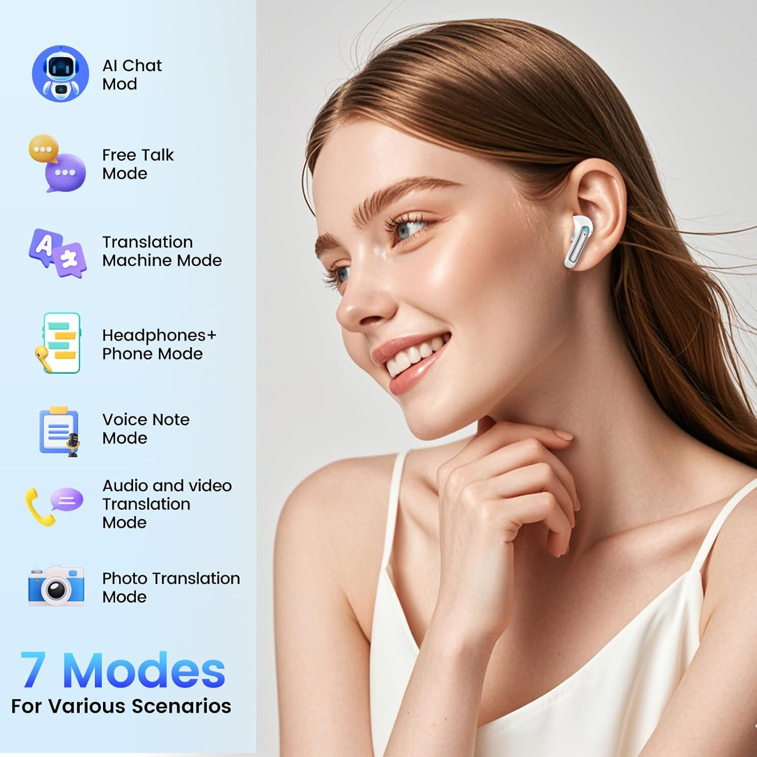 AI Translation Earbuds Real Time Voice Translator Device with Audio & Video Call