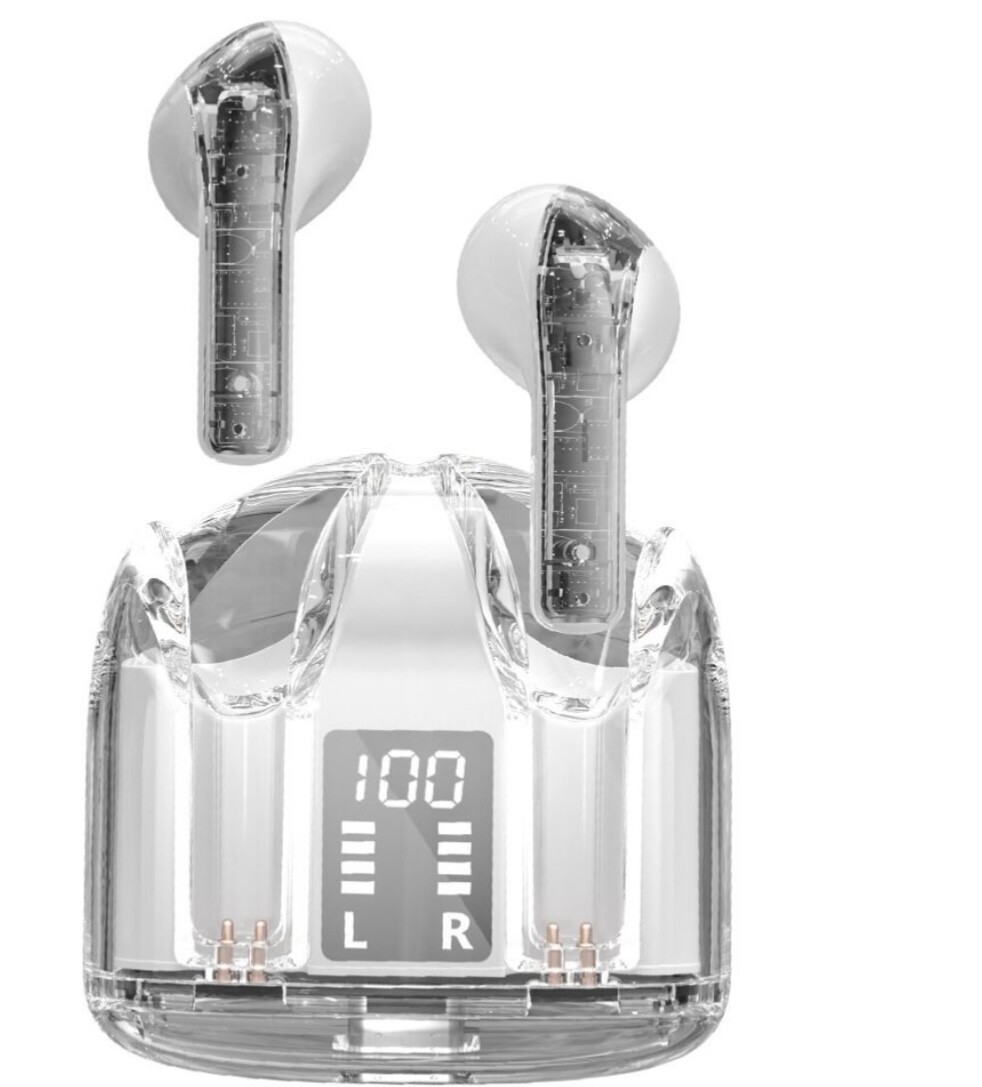 Transparent Earphones LED Digital Display Wireless Bluetooth Stereo Earbuds