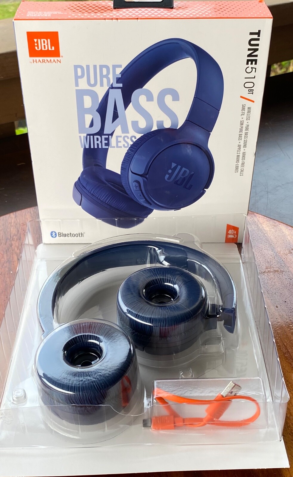 JBL Pure Bass Blue Headphone TUNE501BT Wireless, Hands Free Calls, Bluetooth