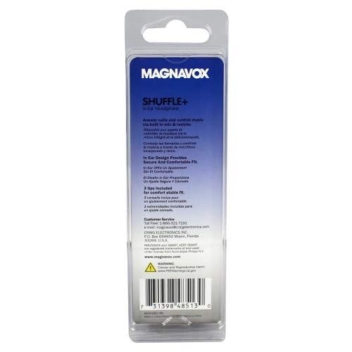Magnavox MHP4851-BK Ear Buds with Microphone in ONE SIZE FITS ALL, Black
