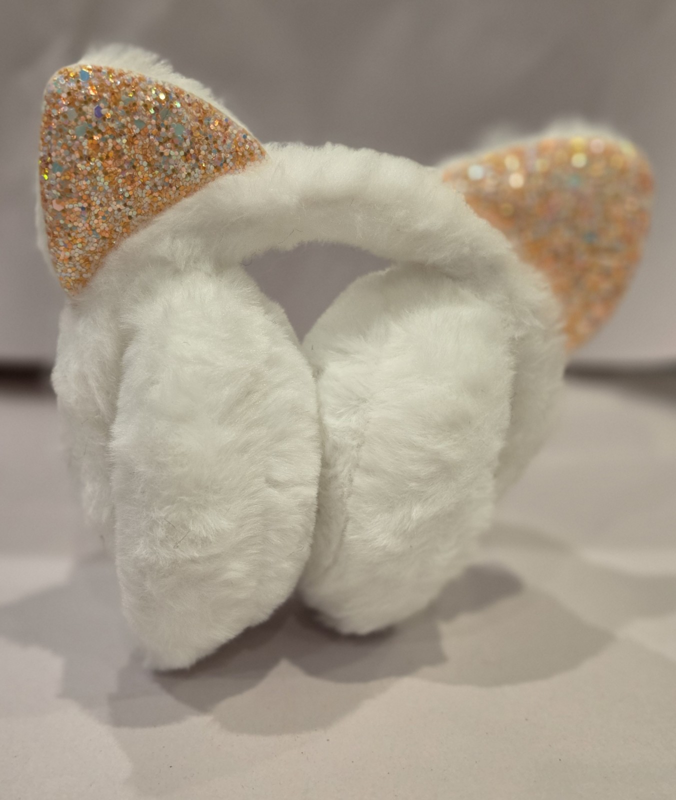 ✨ New White Sequin Fluffy Soft 3.5mm Jack Headphones In USA Free Ship ✨️