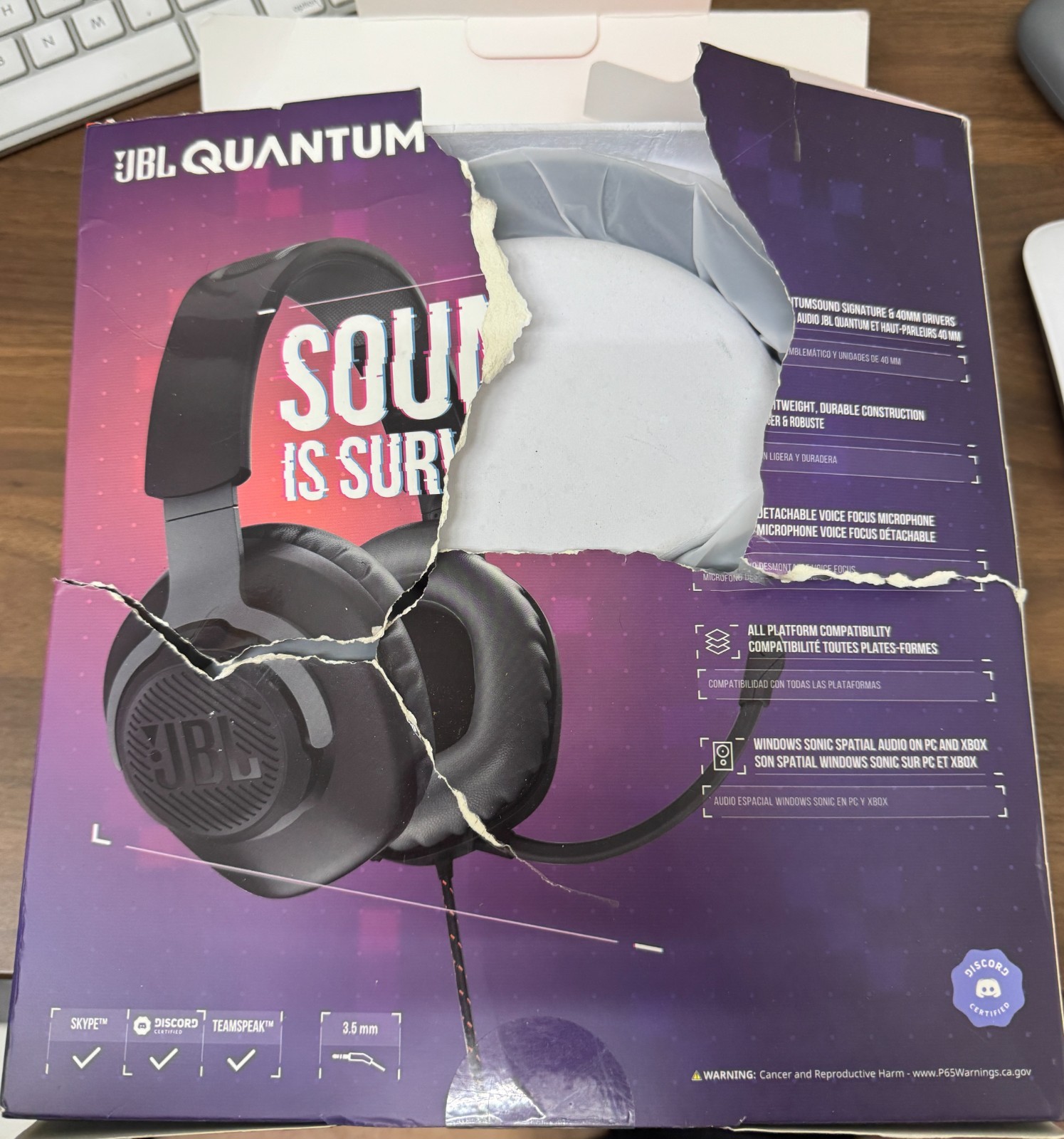 JBL Quantum 100 Wired Over-Ear Gaming Headphones – Black with microphone – READ