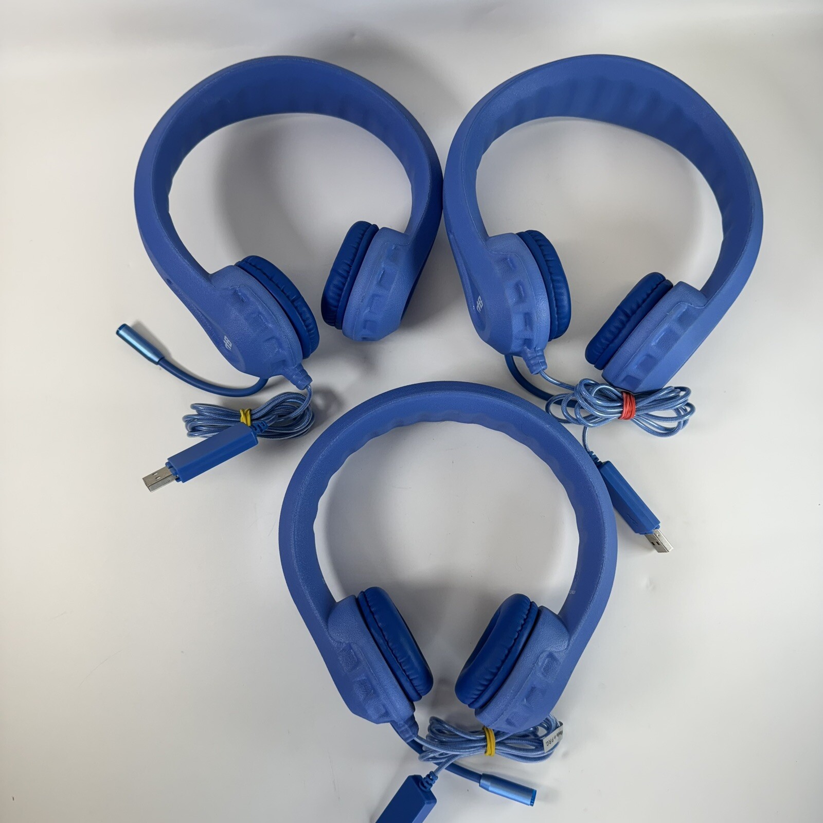 Hamilton Buhl Kids-Blu Flex-Phones Blue Kids Foam Headphones with Mic Lot of 3