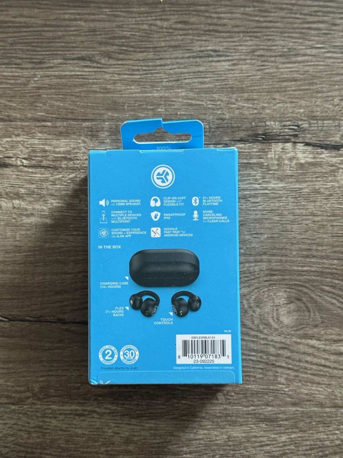 JLab Flex Open Bluetooth Earbuds, Wireless, Clip-On Cuff Design, Fitness & Gym