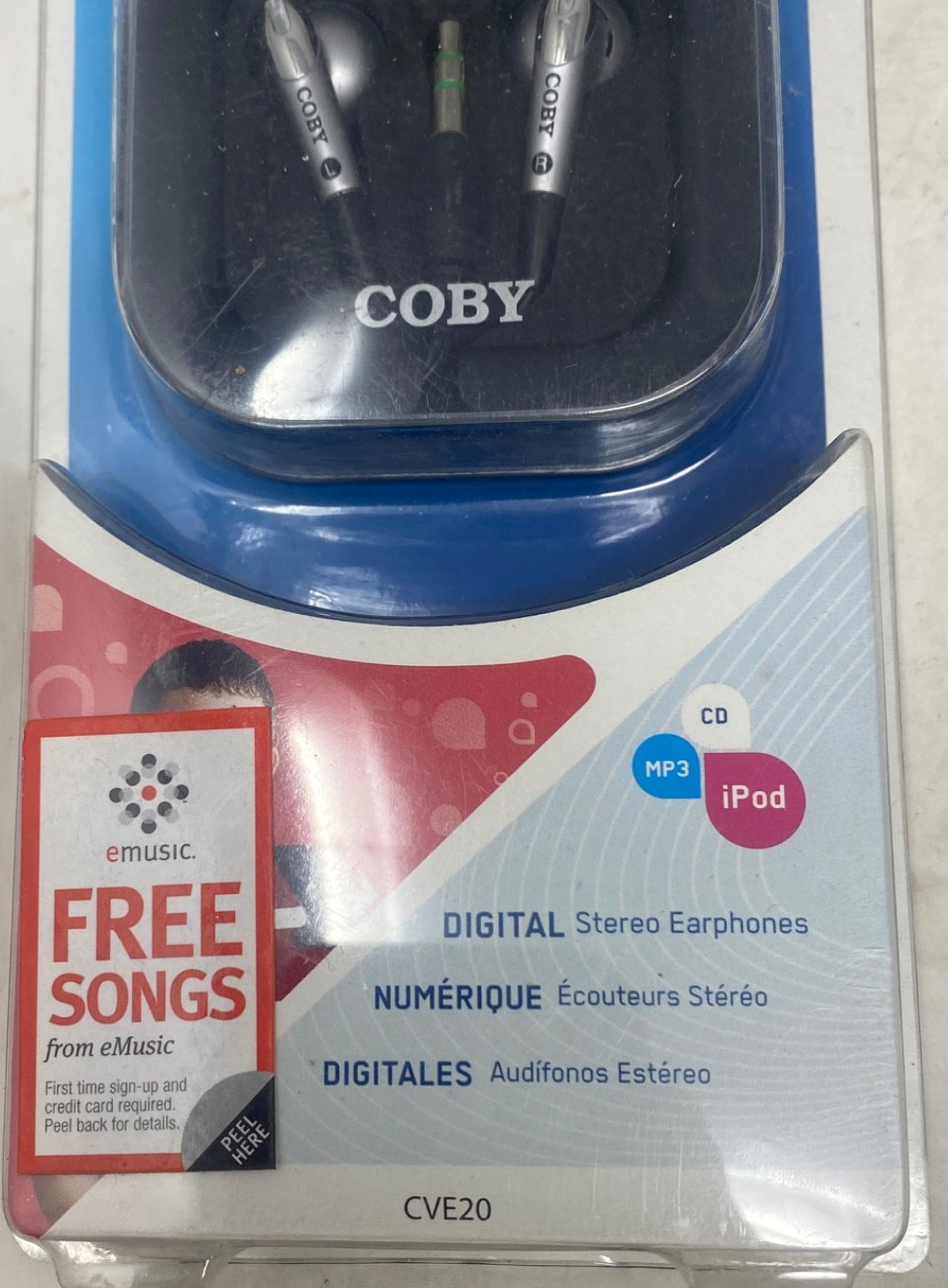 Coby Digital Stereo Earphone Lightweight In-Ear Black Silver CVE20