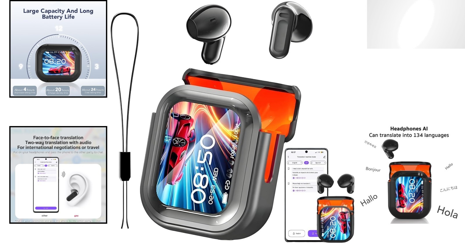 Luxury NE20 Translation Earbuds: 135 Languages with Active Noise Cancellation