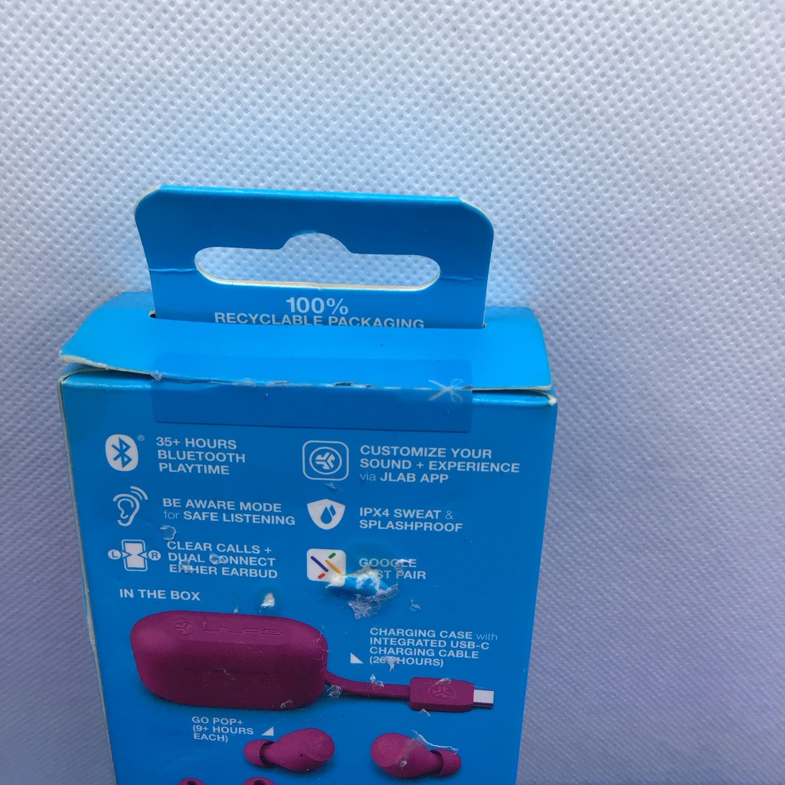 JLab GO Air POP True Wireless In-Ear Headphones – Dark Pink (EBGAIRPOPRLLC124)