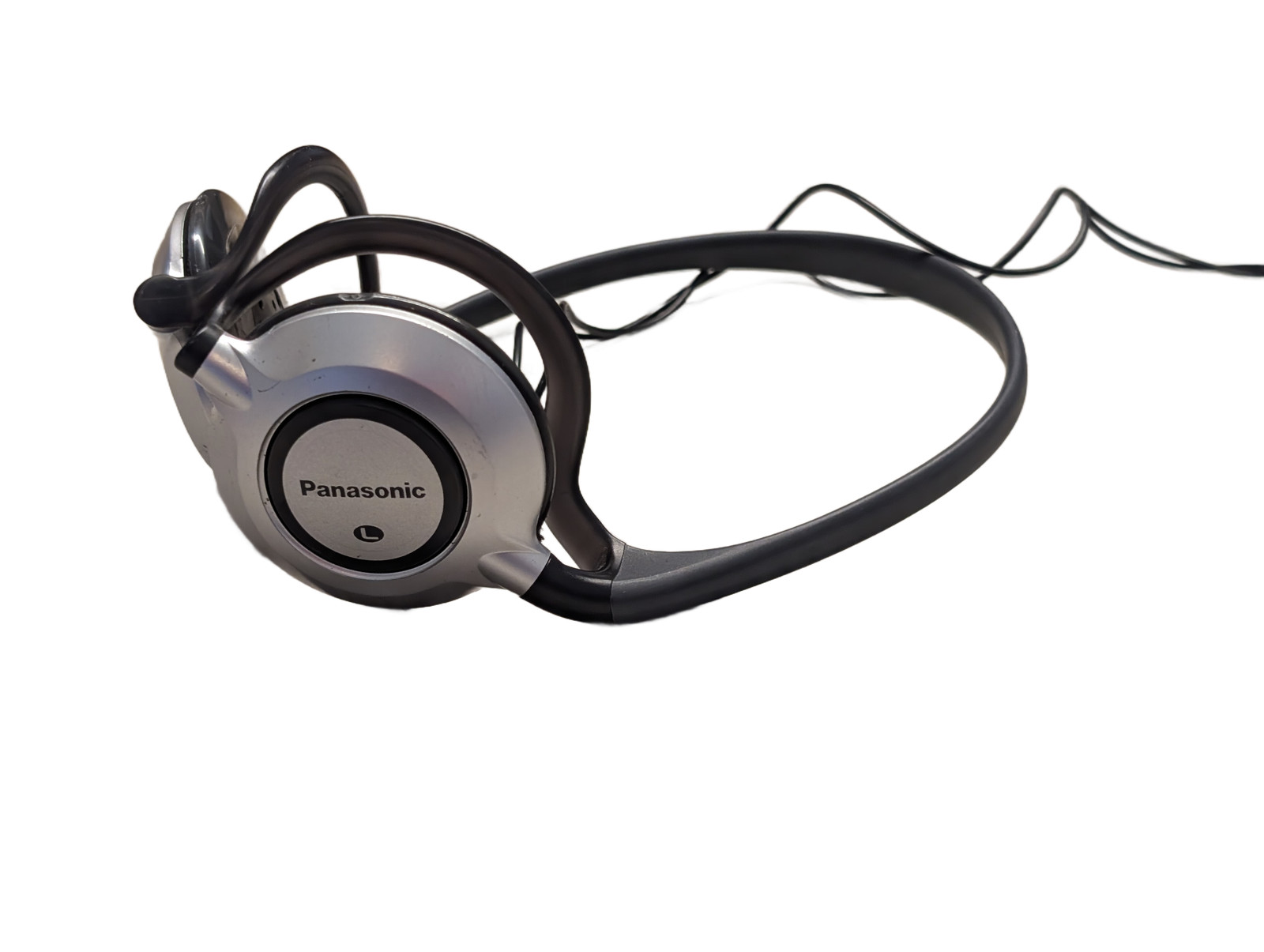 Panasonic Behind Neck Wired Headphones Silver Black Over Ear Audio 20″ *NO FOAM*