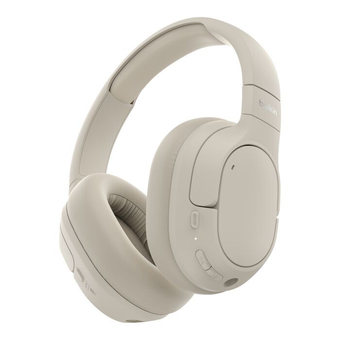 Belkin ANC Over-Ear Bluetooth Headphones Fast Charge | 60Hr Battery | Beige