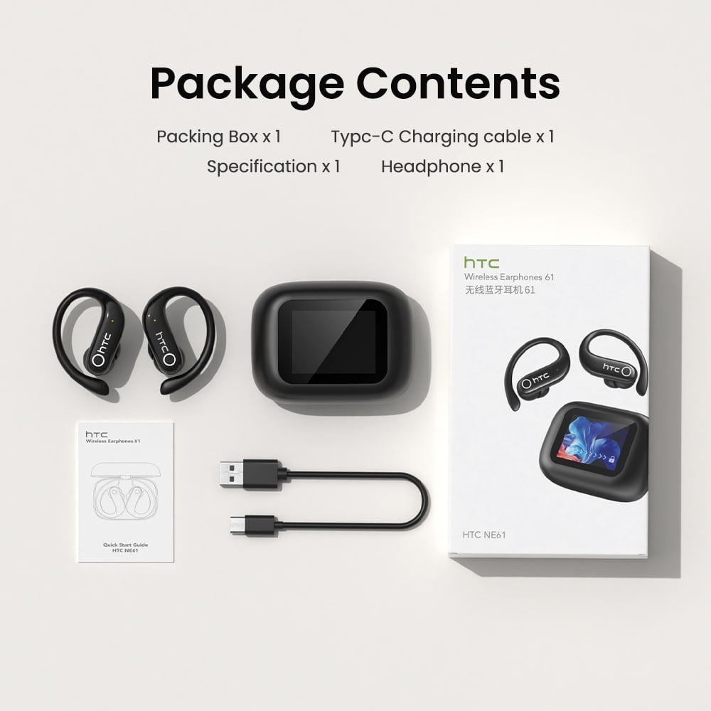 HTC NE61 Earphone Bluetooth HiFi Sound Multifunctional Screen Headset Orange