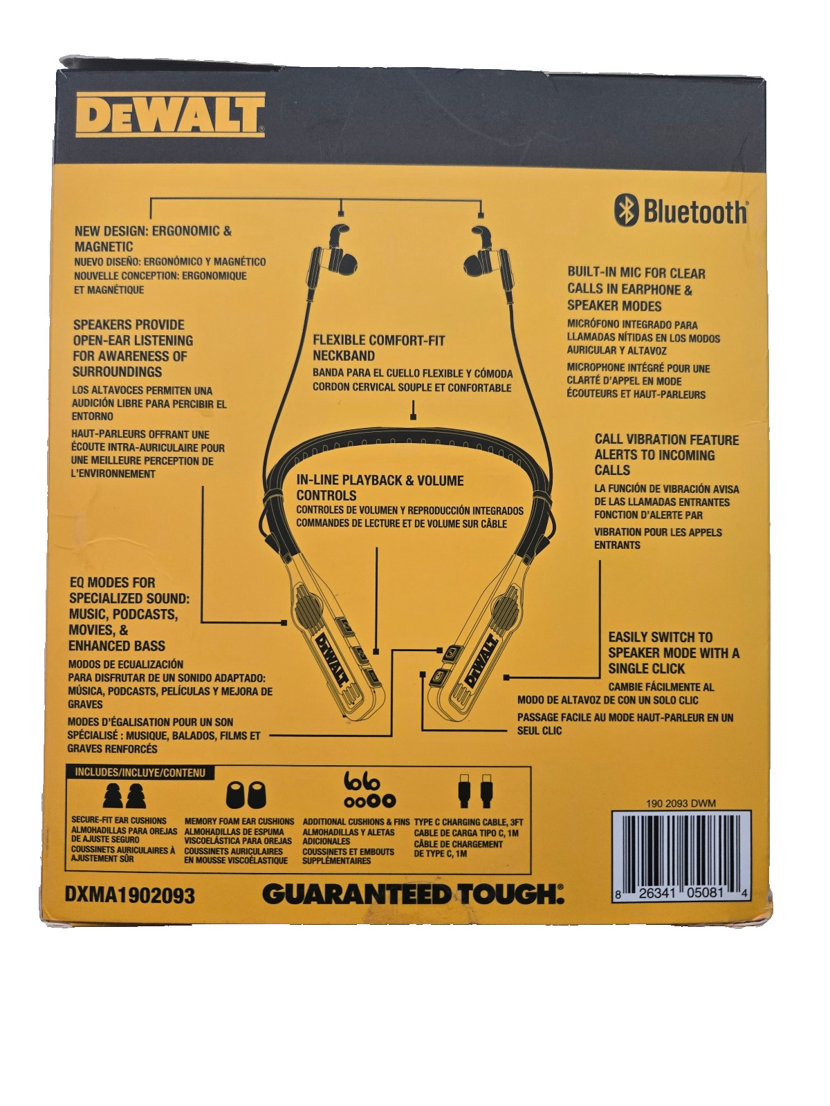 DEWALT DXMA 1902093 2-in-1 Neckband Bluetooth Headphones w/Built-in Speakers