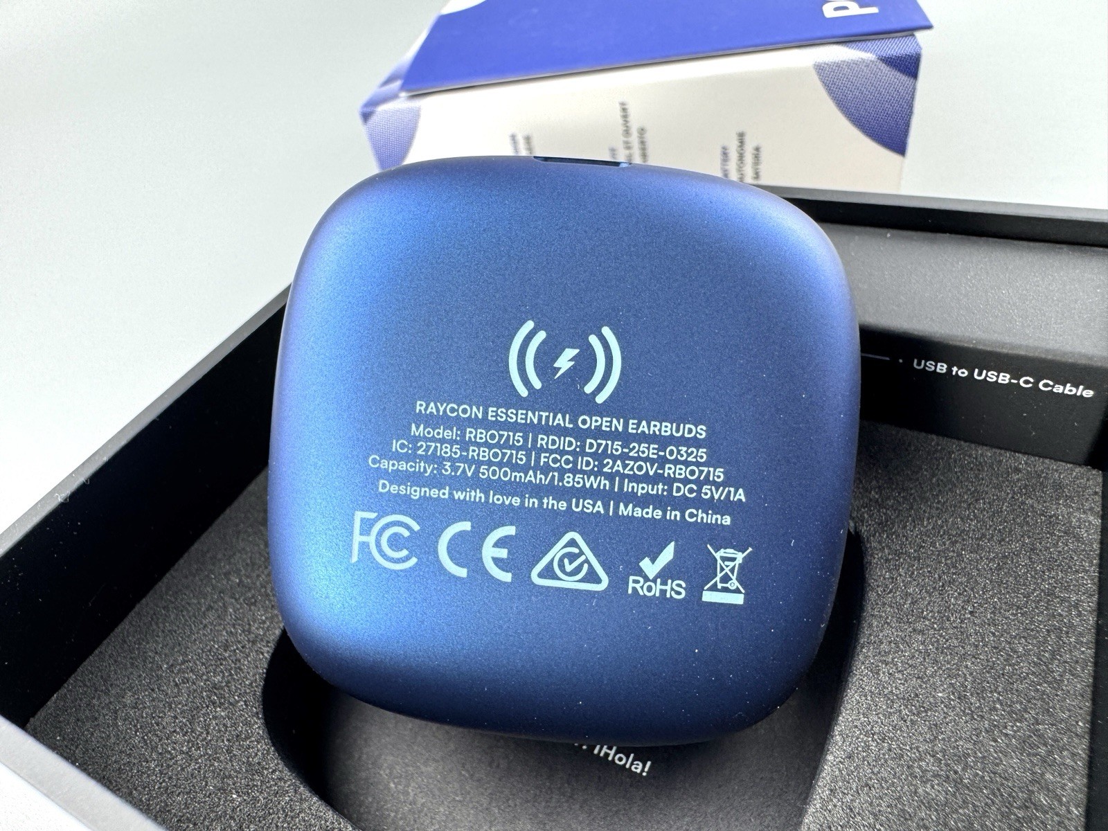 Raycon Essential Open Earbuds Wireless Headphones BLUE (RBO715) Clean, Open Box