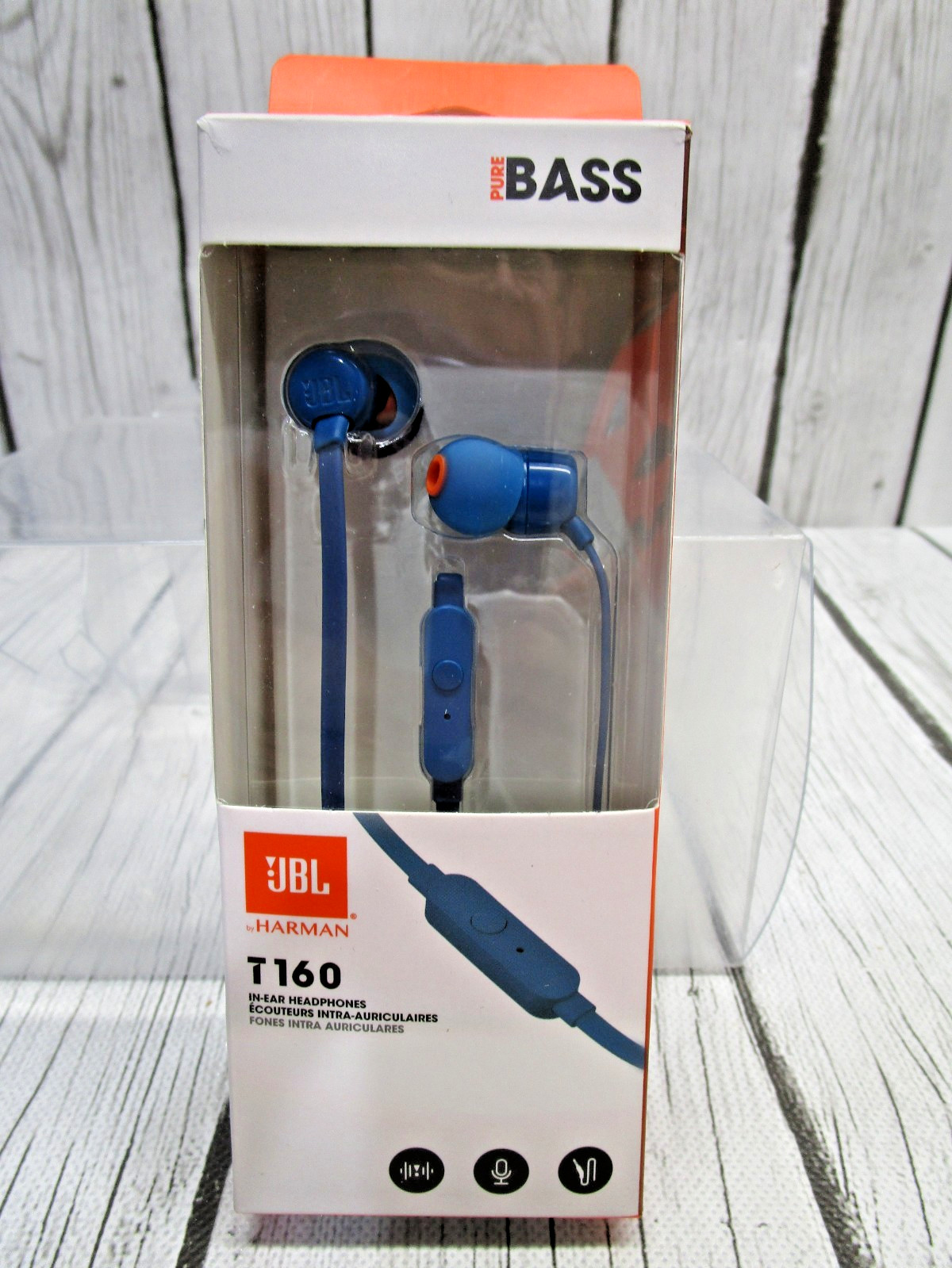 JBL Tune T160 Harman Kardon Stereo Blue Wired In-Ear Headphones Remote Mic Bass