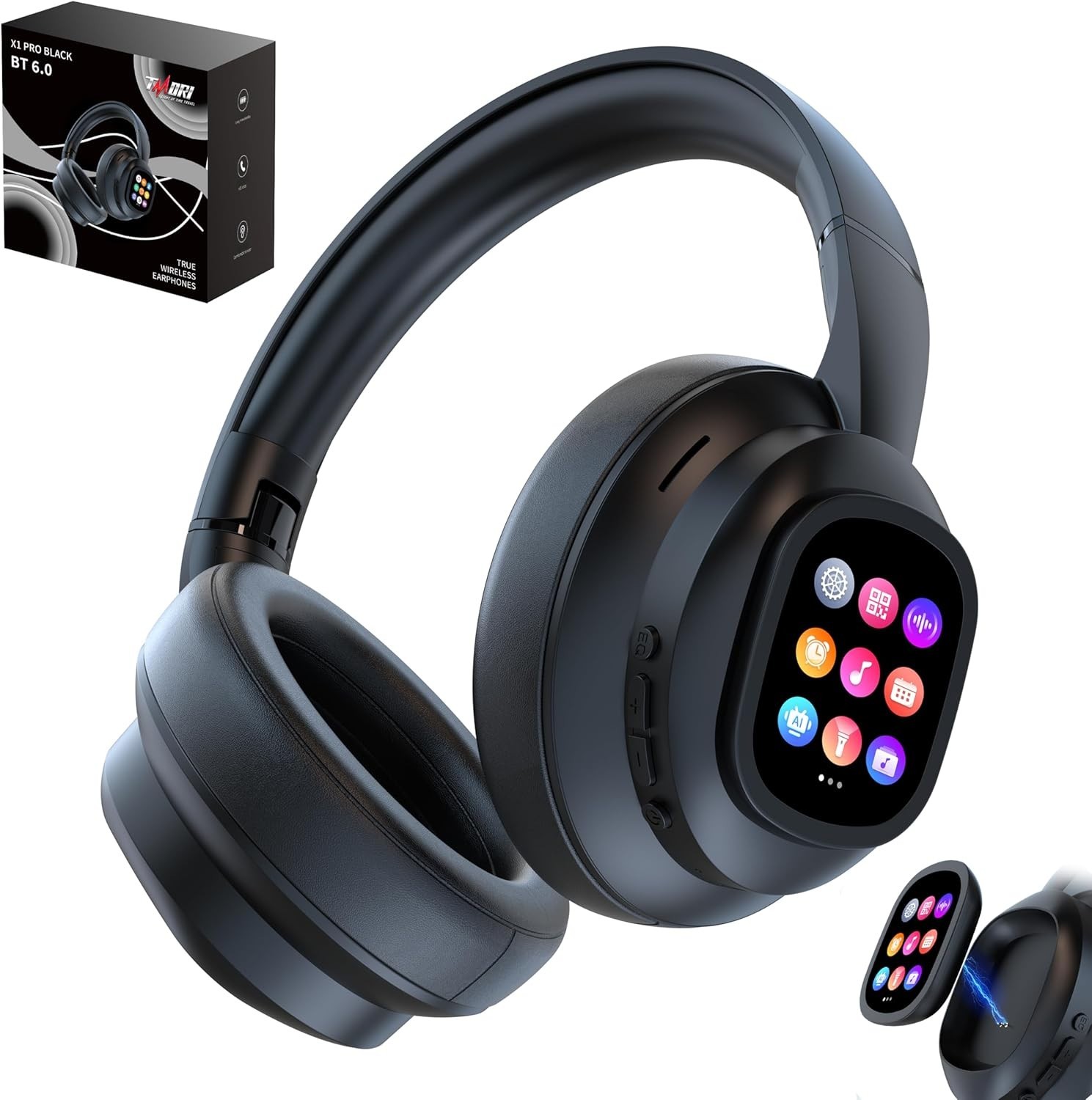AI Smart Headphones with Detachable Screen – 115-Language Real Bluetooth 6.0