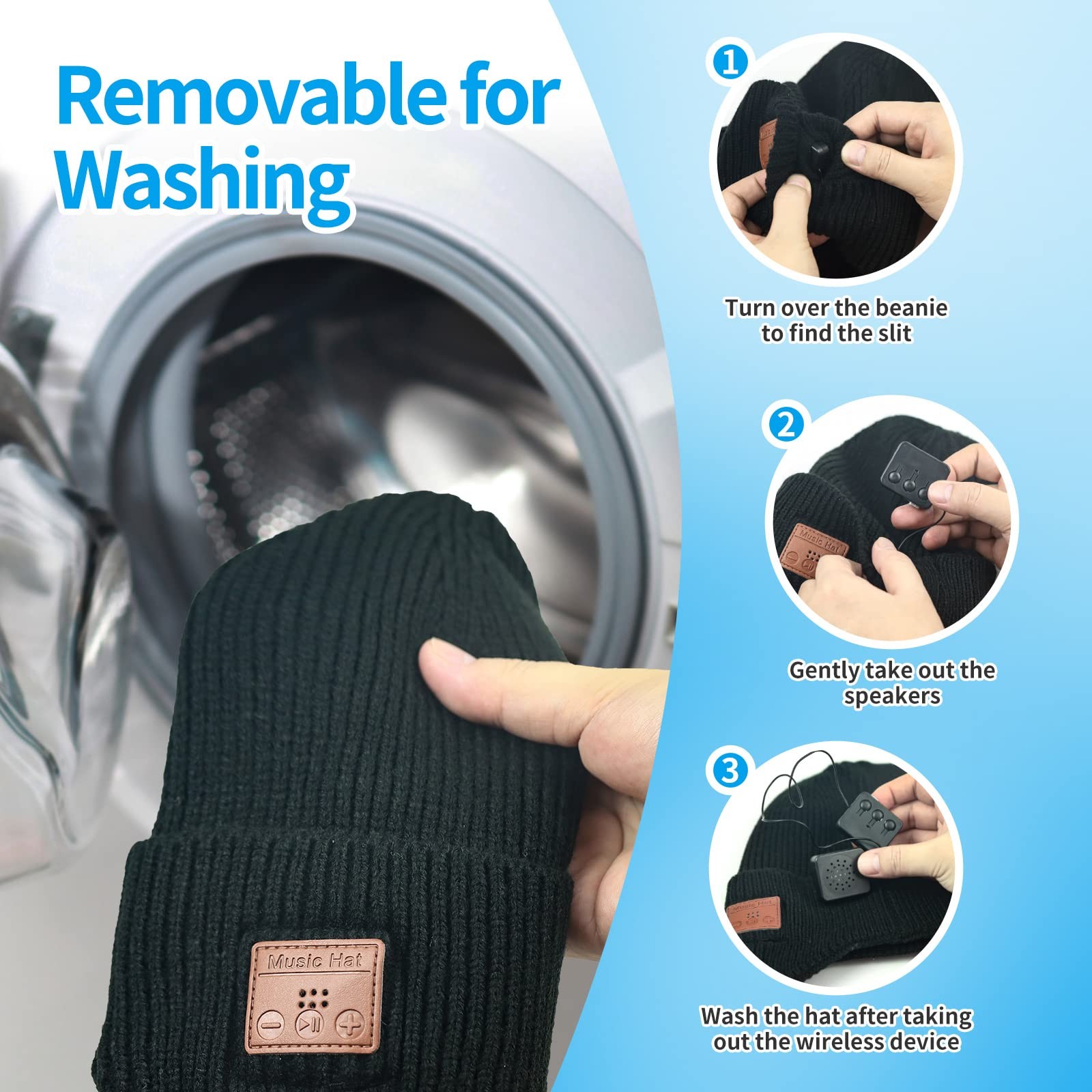 Bluetooth Beanie For Men Women HD Stereo Sound Headphone Hat Winter Knit Cap