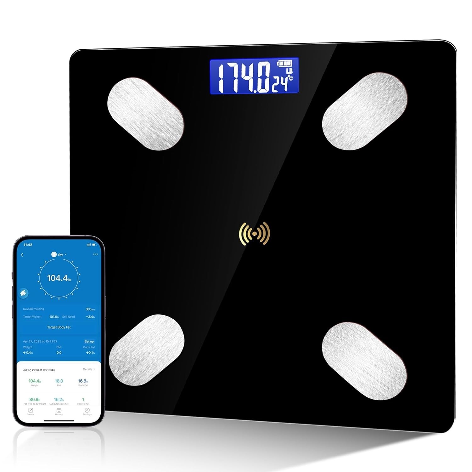 Digital Simple Bathroom Scale Home Practical Body Fat Scale with Led Display NEW