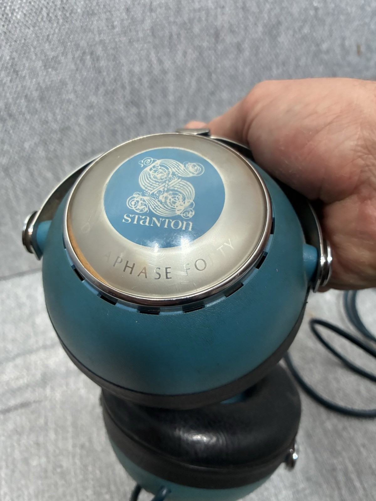 Vintage Stanton Dynaphase Forty Over Ear Headphones 1/4inch Plug Blue Silver