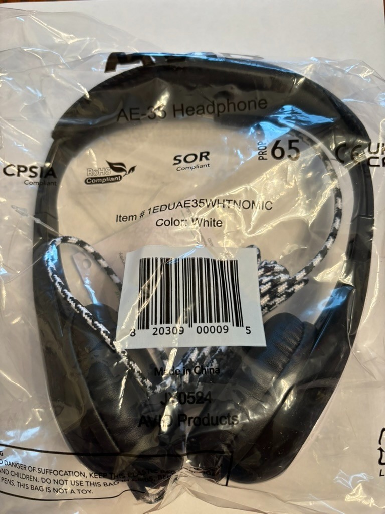 Headphones AVID, black and white, new in a sealed plastic bag, AE 35
