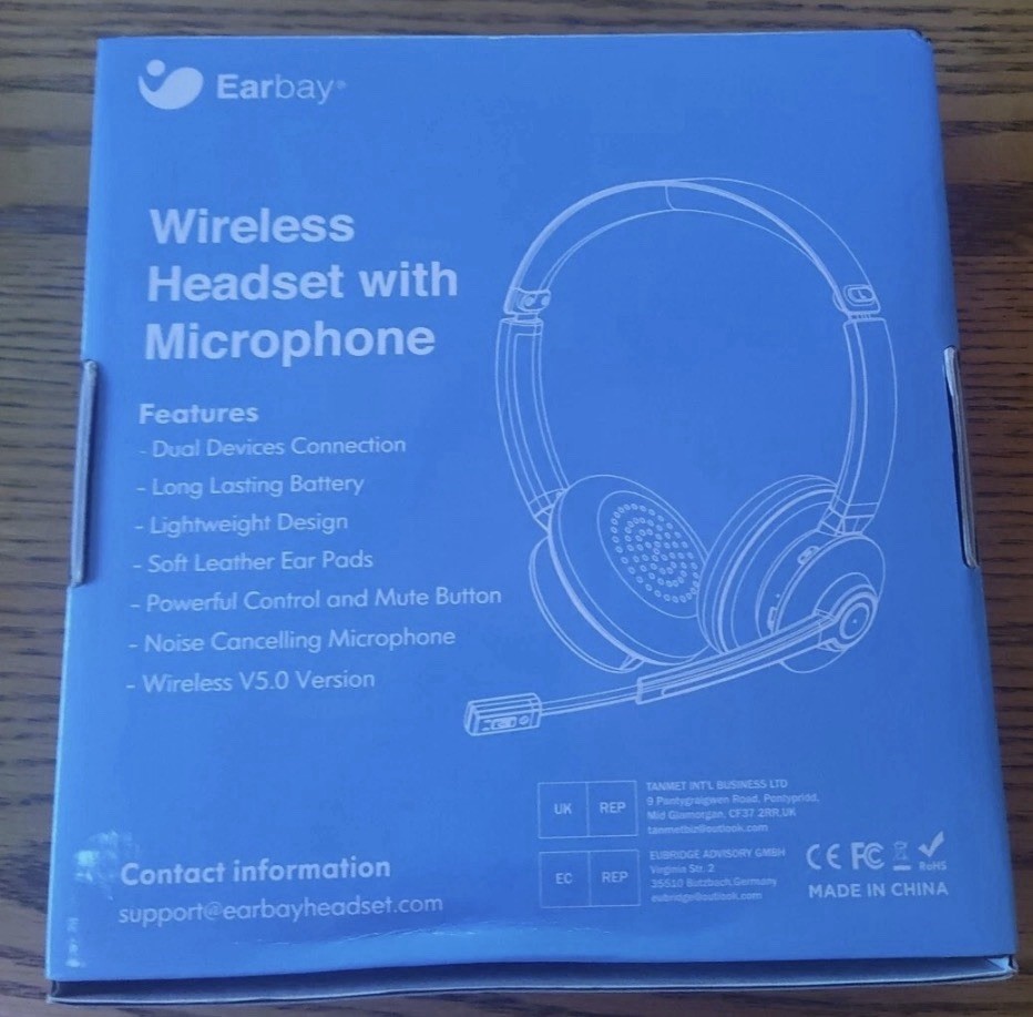 New Open Box Earbay BT782 Bluetooth Headset Microphone & USB Dongle Rose Gold