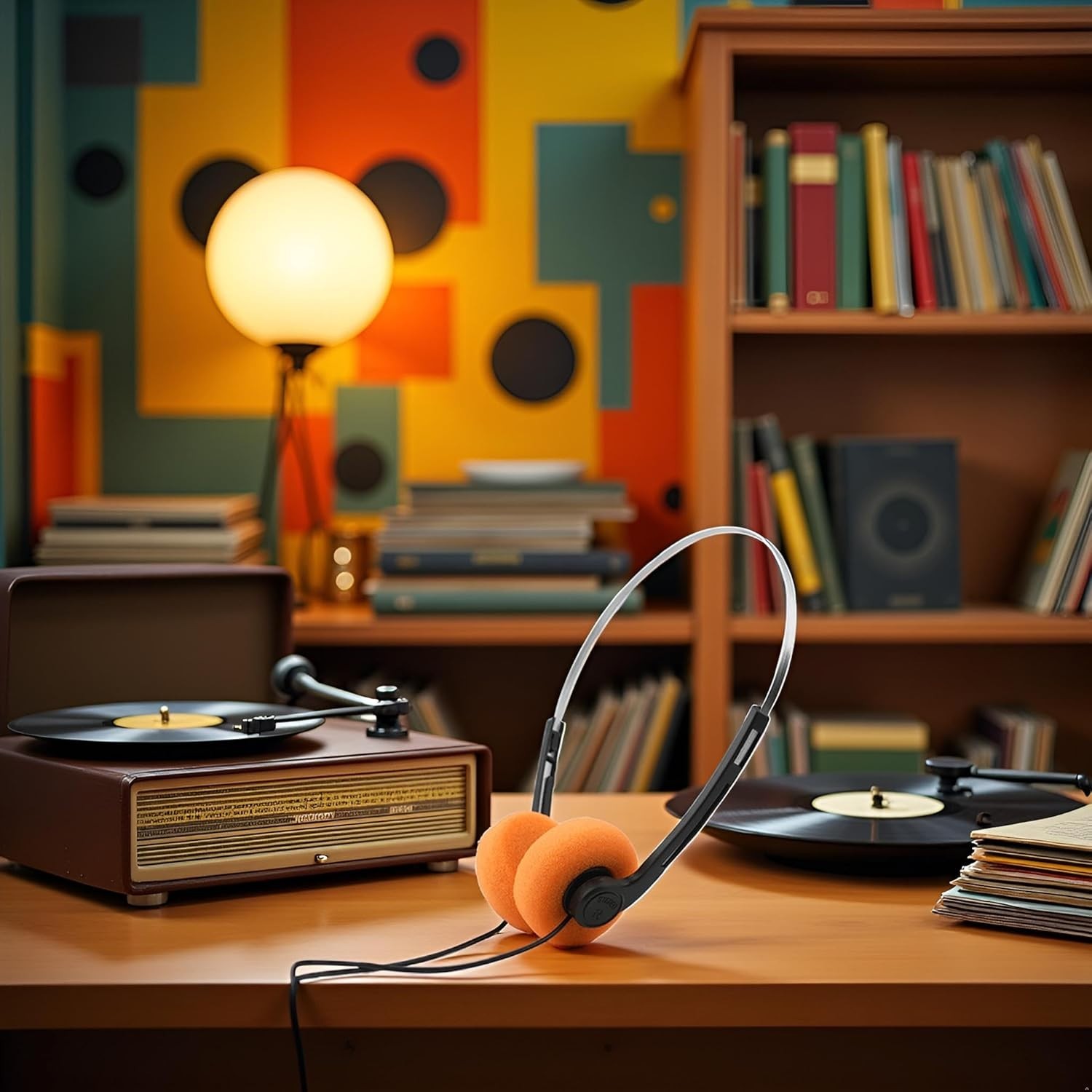 Stylish Orange Over-Ear Headphones with Hi-Fi Sound – Universal Compatibility