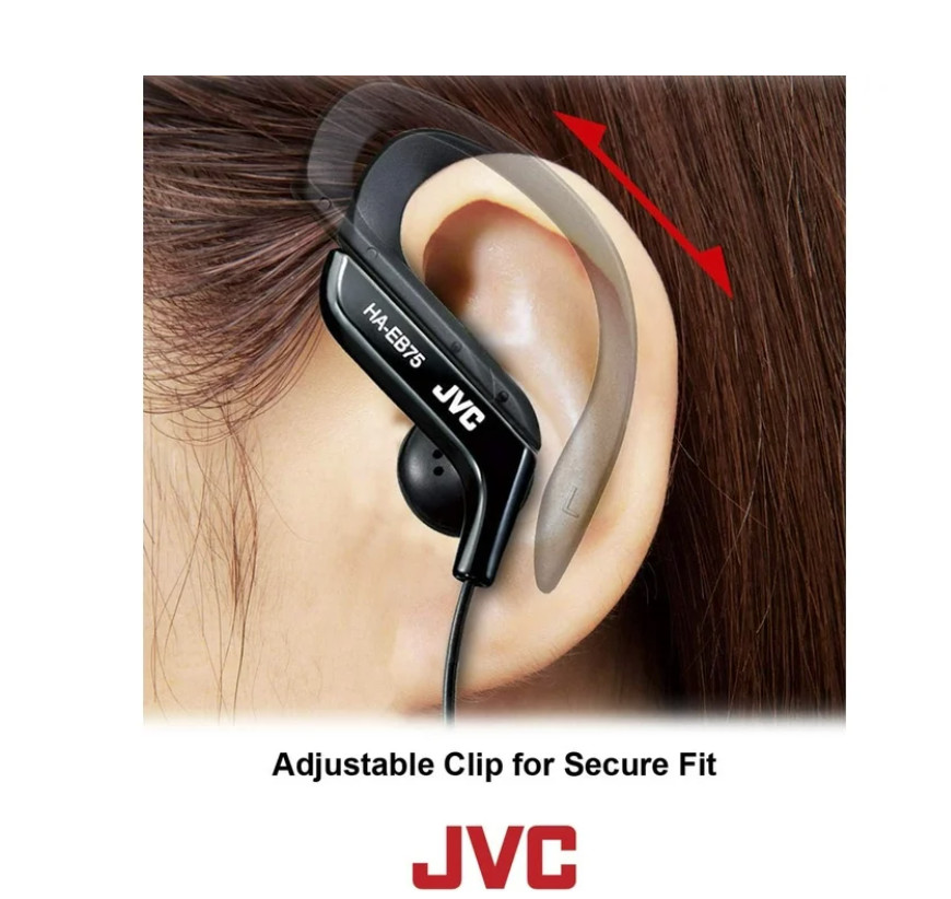 JVC HAEB75B Sports Clip Headphones Black Wired Splash Proof