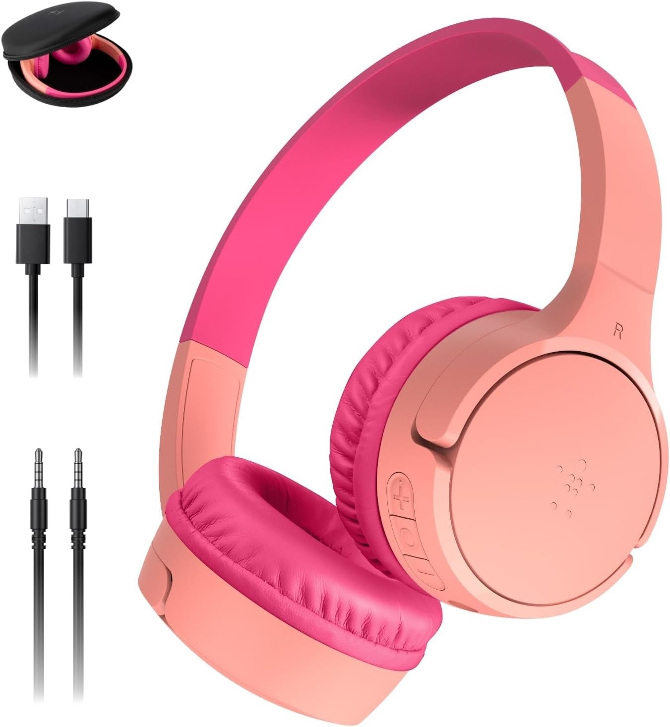 Belkin SoundForm Mini Kids On-Ear Wireless Headphones Pink Built-in Microphone