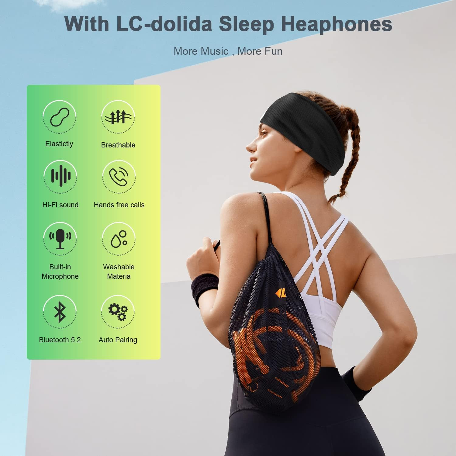 Sleep Headphones Headband Bluetooth 5.4, Headband Earphones Wireless with USB C