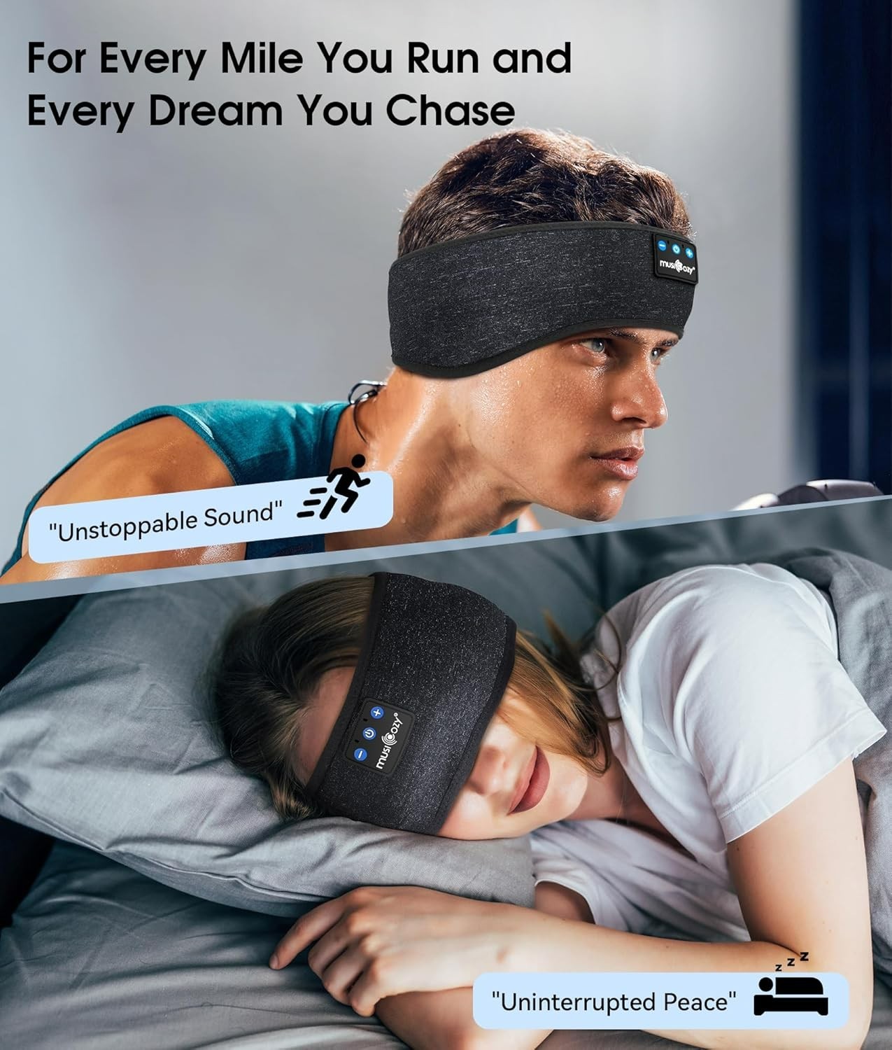 MUSICOZY Bluetooth 5.4 Sleep Headphones Eye Mask Wireless Workout