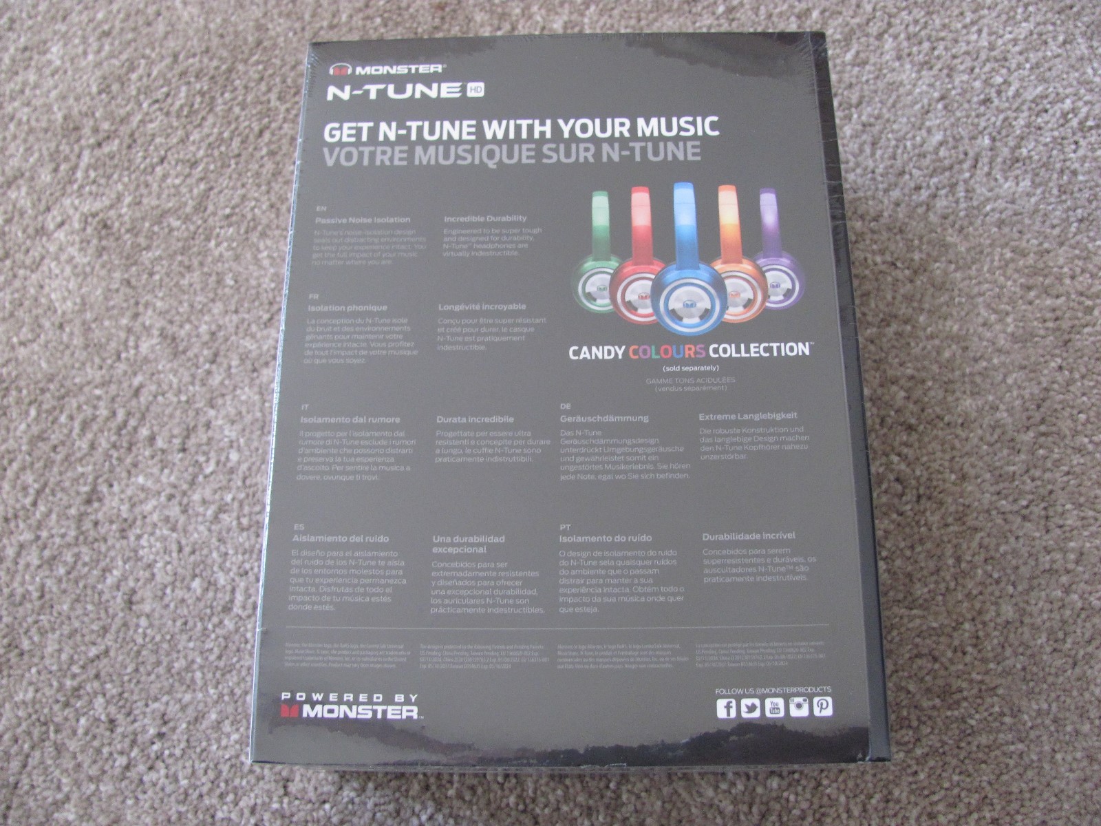 Brand New Monster N-Tune HD Colour It Loud On-Ear Headphones Blue 128521-00