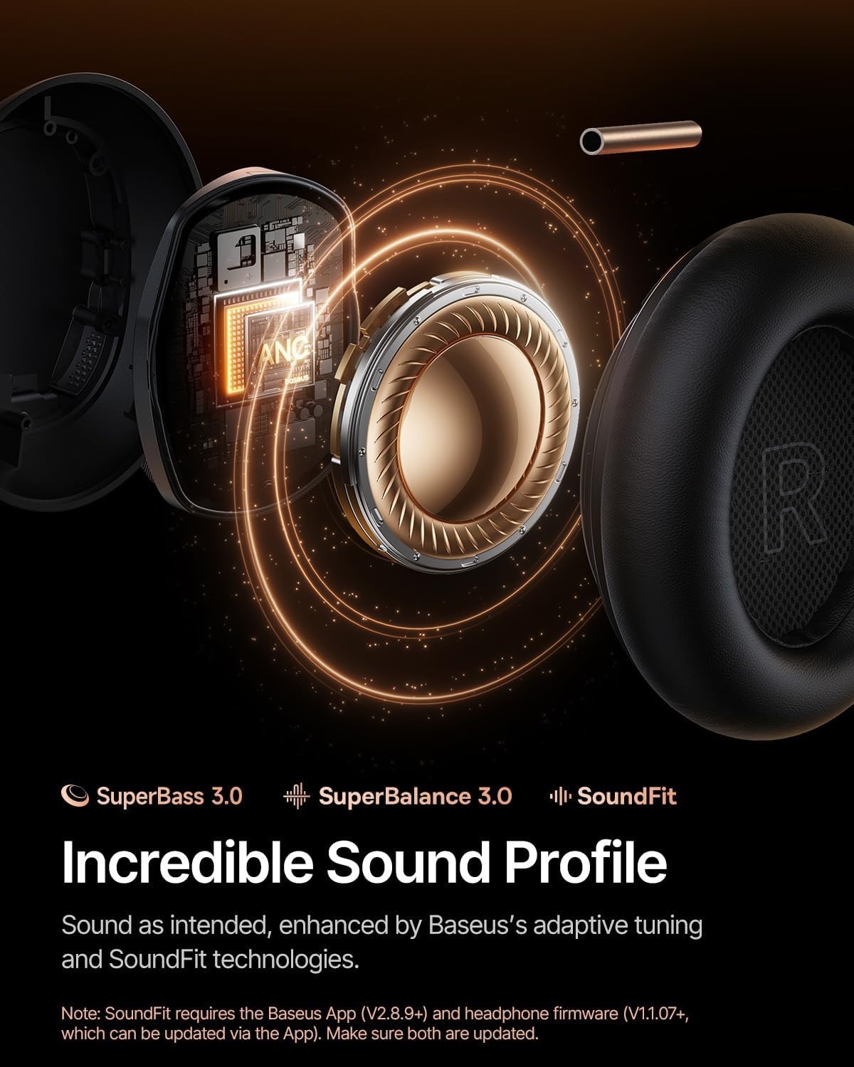 Baseus Inspire XH1 Adaptive Active Noise Cancelling Headphones, Sound by BOSE