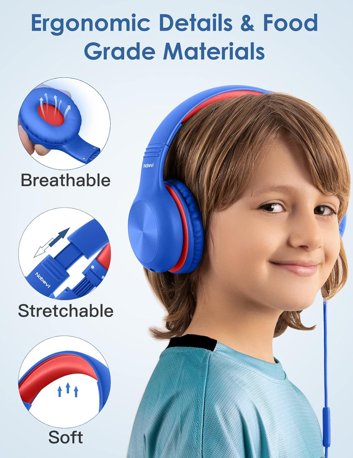 Kids Headphones with Microphone for School, 85dB Safe Volume Limit, Sharing