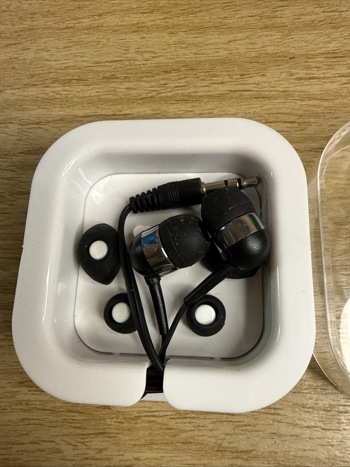 Wired Earbuds 3.5mm Headphones Black And Silver With Transparent Case Earphones