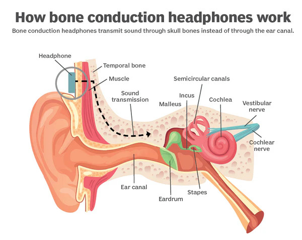 Bone Conduction Headphones by Klatre, Open-Ear, Water Resistant, Dual Mics, LS1