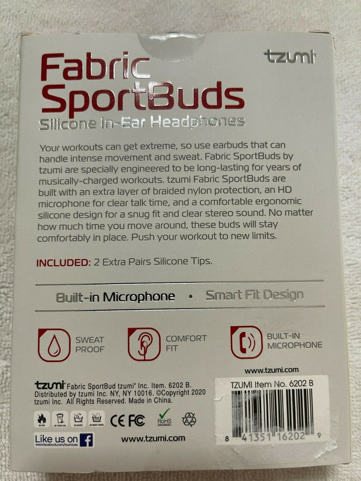 Tzumi Fabric SportBuds Silicone In-Ear Headphones W/ Sweat Proof, an Comfort Fit