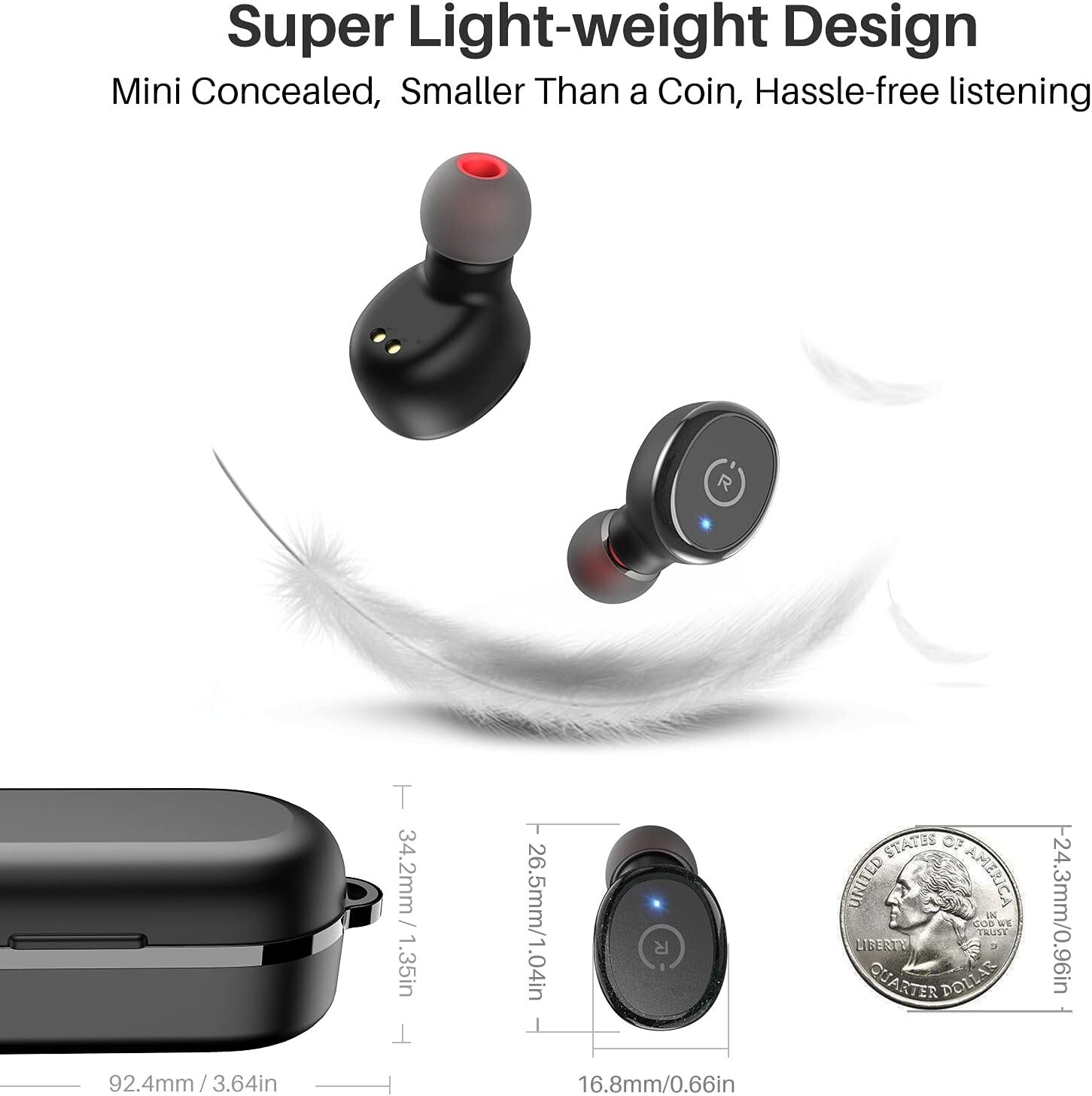 Auriculares inalámbricos con estuche de carga resistentes al agua IPX8 US NUEVO