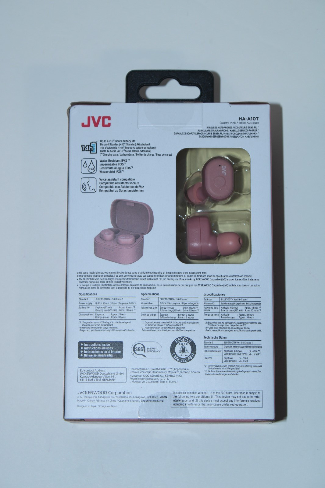 JVC HA-A10T Pink Truly Wireless Memory Foam Earbuds Brand New in Box