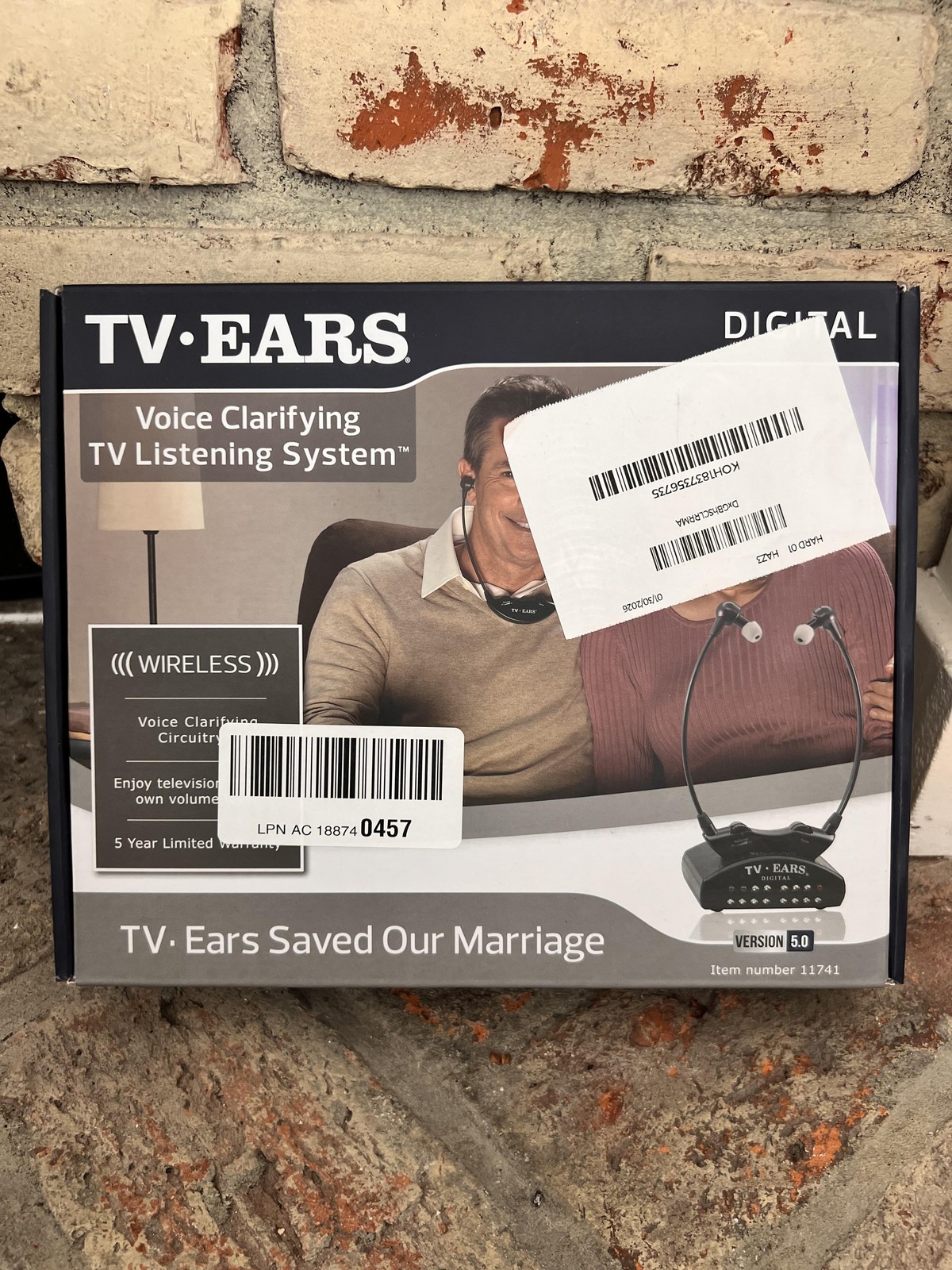 TV Ears Digital 5.0 TV Listening System Black Wireless Infrared Headset Neckband