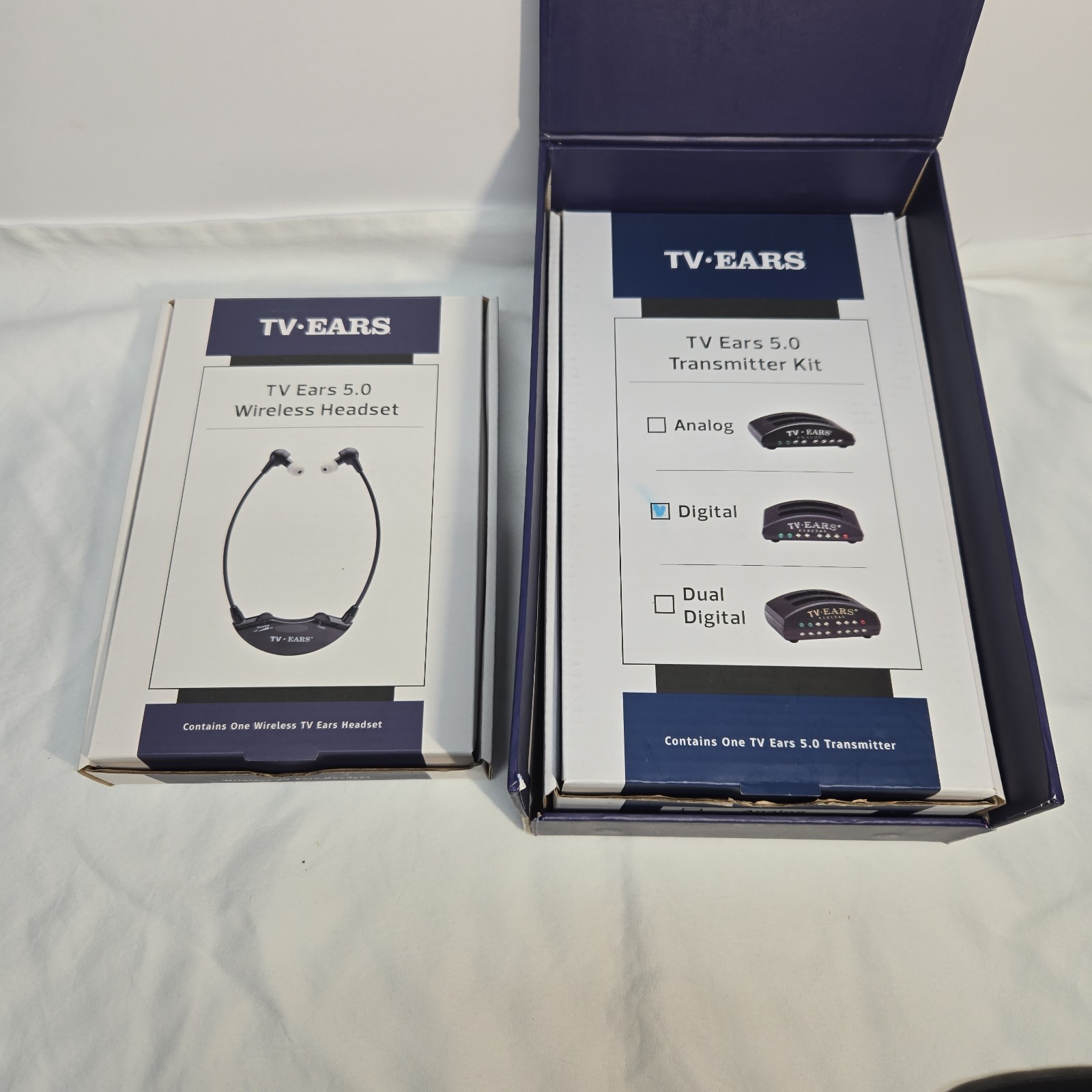 TV·Ears 5.0 Wireless Headset And Dual Digital Transmitter Kit Original Box