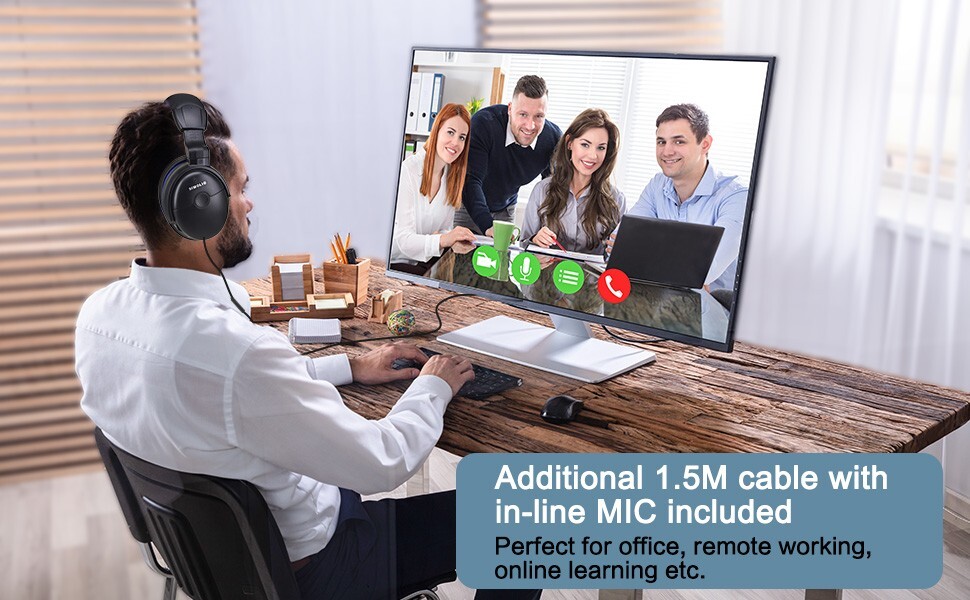 SIMOLIO Wired Long Cord Headphones for TV with Volume Amplified & Clear Dialogue