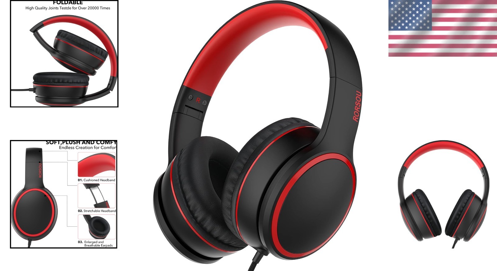 Over-Ear Wired Headphones with Microphone and Noise Isolation for Smartphones