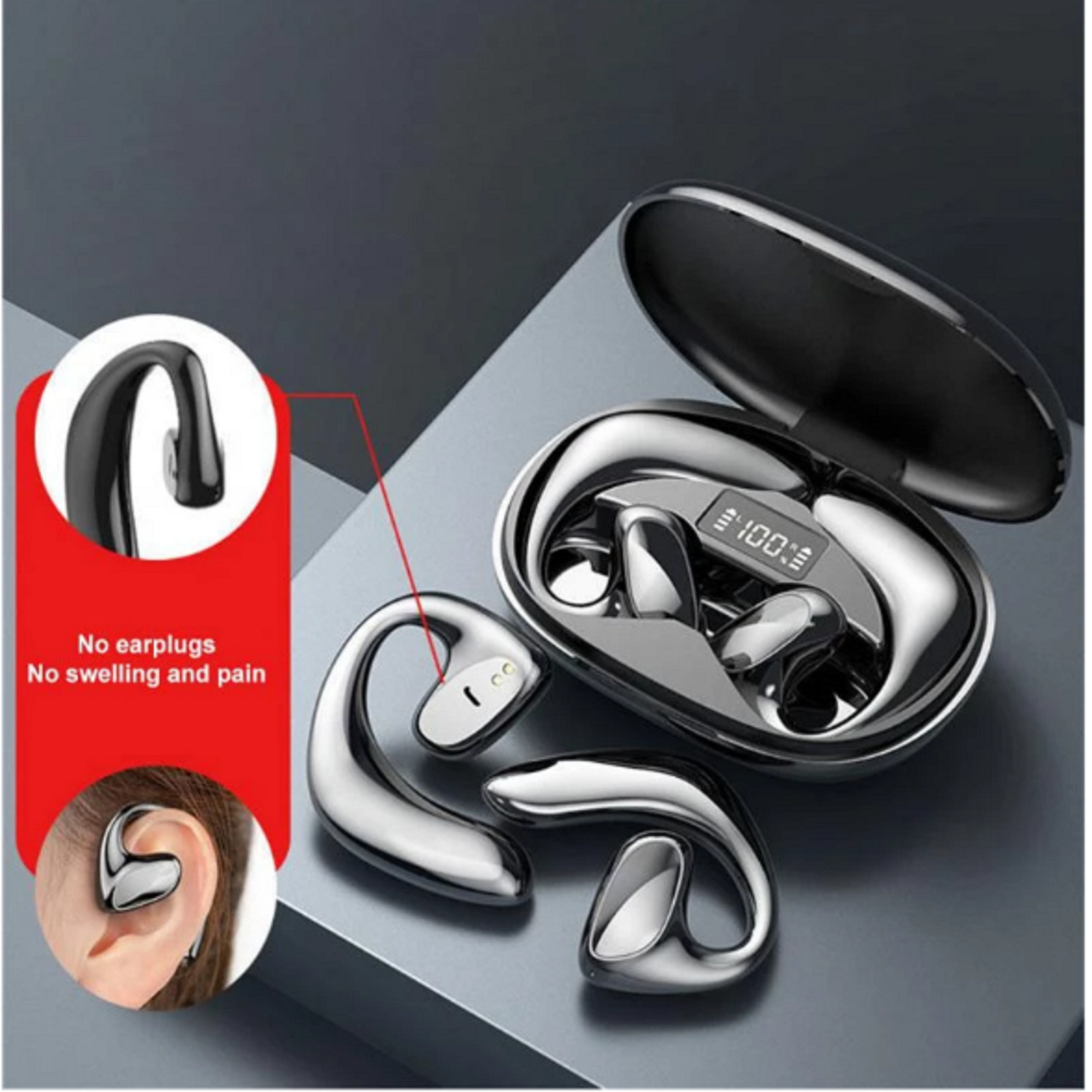CUFFIE A CONDUZIONE OSSEA AURICOLARI SPORT BLUETOOTH 5.1 WIRELESS STEREO TWS