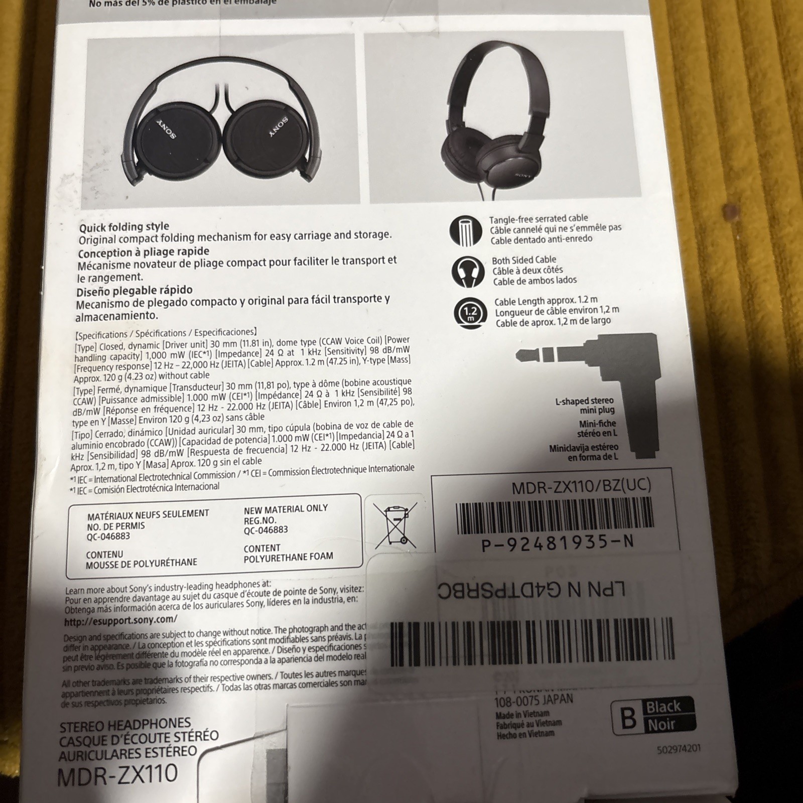 6 Sony MDR-ZX110 Wired Over the Ear Headphones Black New 1 White, 5 Black