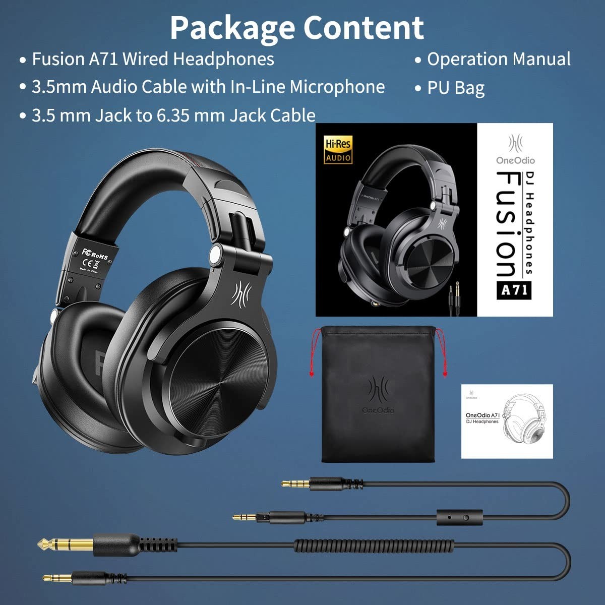 Hi-Res Wired Over Ear Headphones with SharePort, Foldable Design, Stereo Sound f
