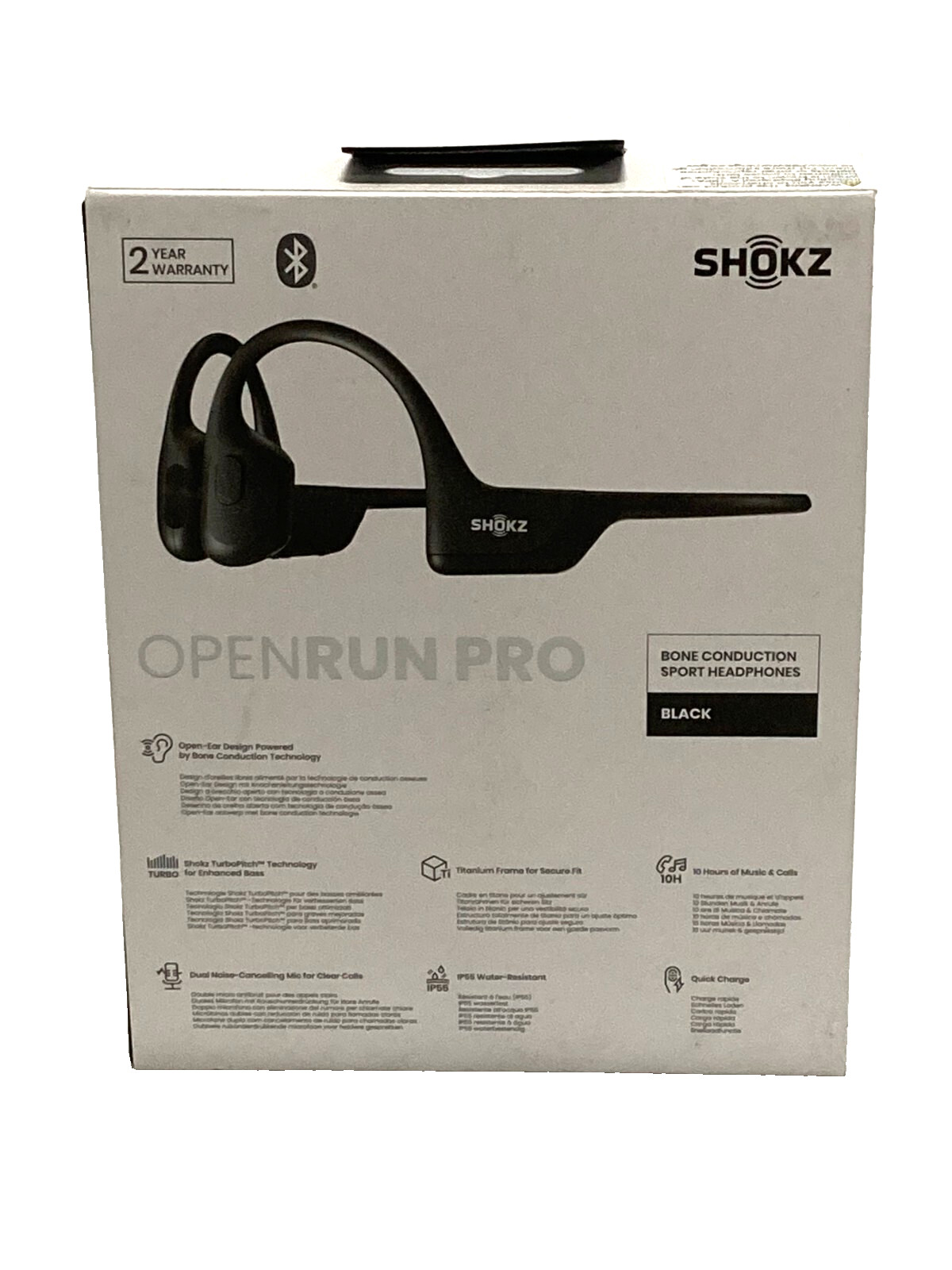 Shokz OpenRun Pro, Bone Conduction Sport Headphones, Open-Ear Behind Neck Black